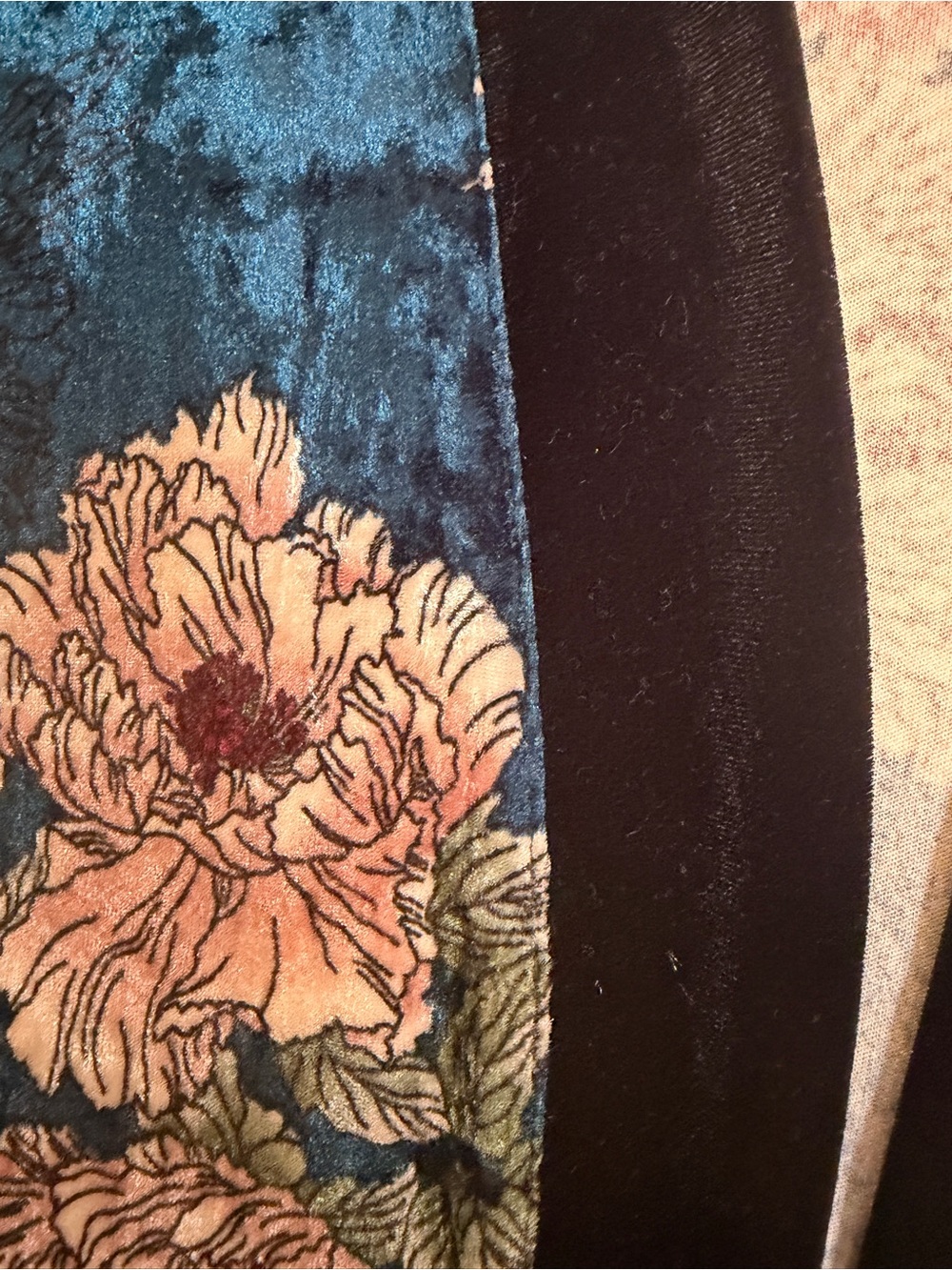 Forever 21 crushed velvet kimono robe oversized small jewel tone EUC floral - Picture 5 of 7